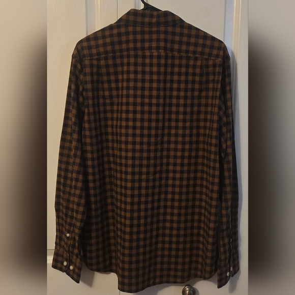 Goodfellow & Co Men's Large Button Down Collared Shirt Brown Blue Flannel NWT - Picture 3 of 4